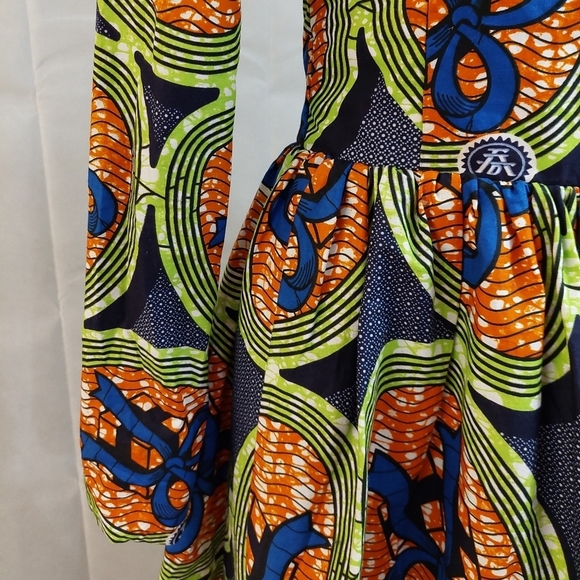African Skater Dress Handmade Midi Party Dress African Fashion Bohemian Print - Picture 6 of 8